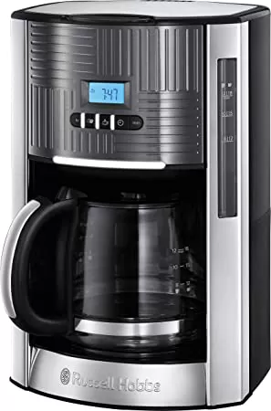 Russell Hobbs Machine à Café, Cafetière Filtre Programmable 1,5L, Maintien au Chaud, Illumination Claire - 25270-56 Geo Steel