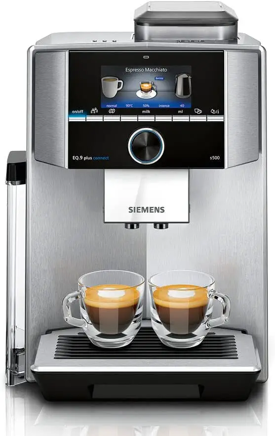 Machine à café automatique avec écran TFT – Bac à grains et réservoir café moulu – 11 recettes de café – iAroma System – Couleur : Noir